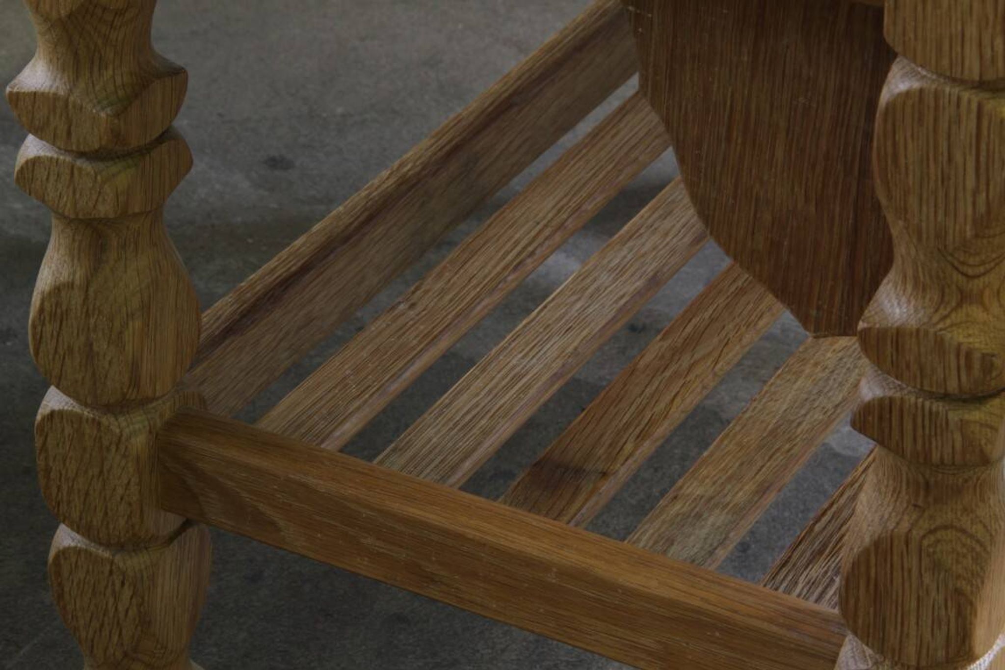 Vintage 1960s Danish oak coffee table, brutalist mid-century, style of Kjærnulf