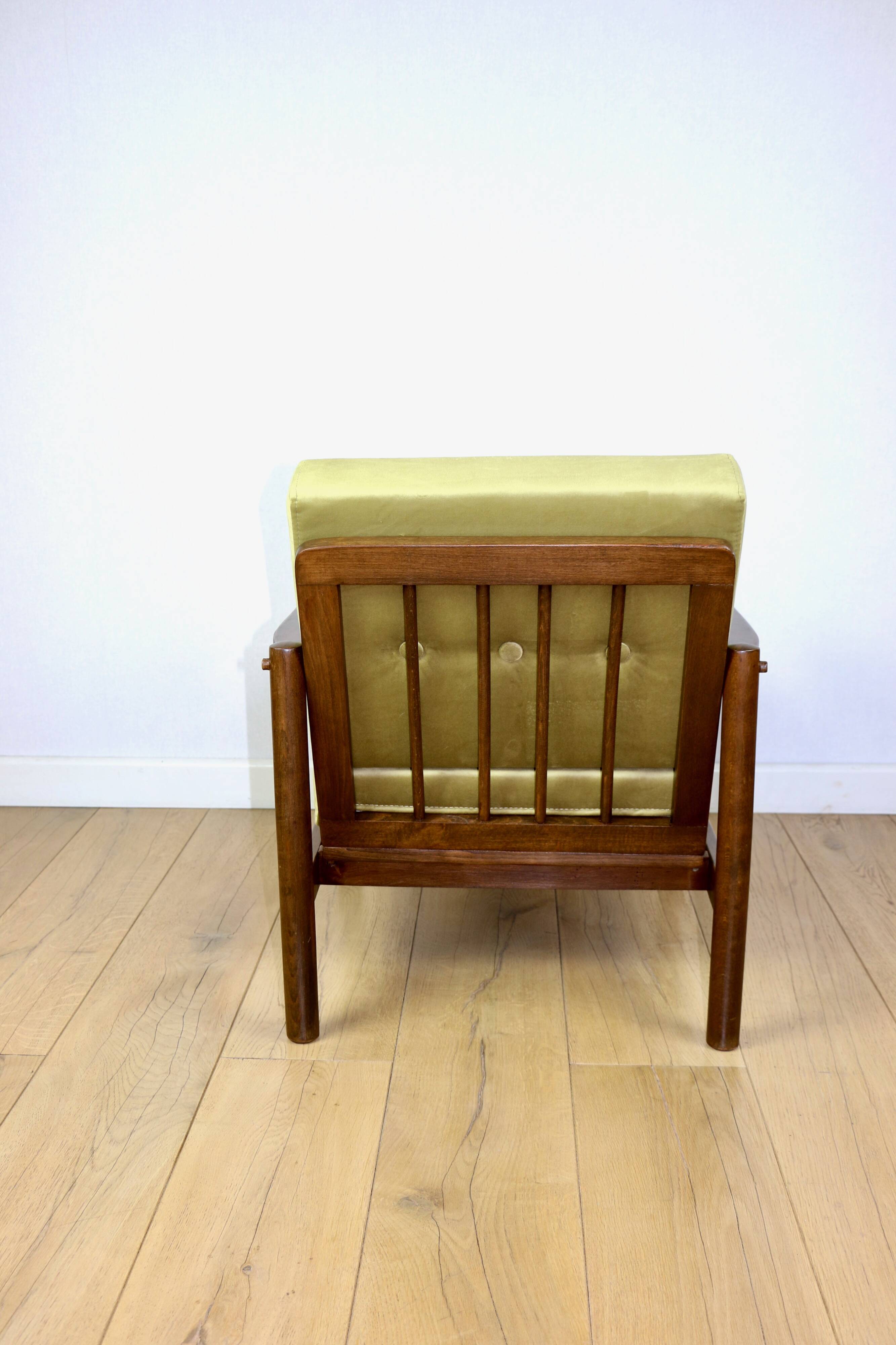 Wooden armchair designed by Z. Baczyk brown vintage olive - 3 pieces available