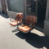 Knoll edition Pollock leather cognac chair