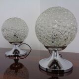 Glass Bubble Table Lamps, 1970s, Set of 2