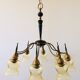 Atomic Age Design Brass and Glass Chandelier, 1950s