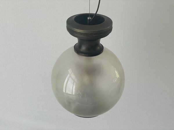 Suspension en verre Ball and Ball fumé, design italien, années 1960, Italie