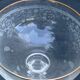 Two crystal champagne glasses and gilded borders antique engraved pattern