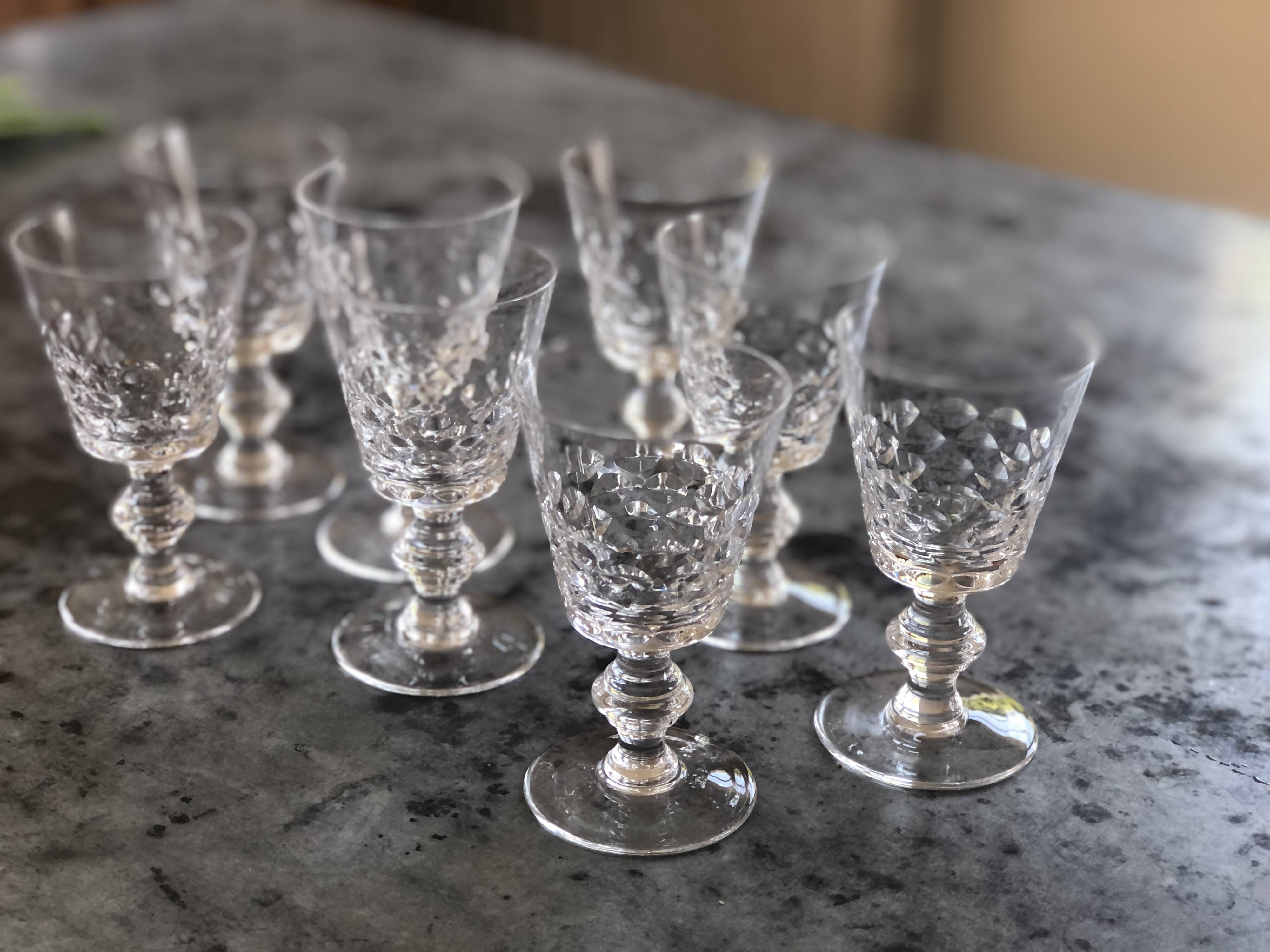 8 Chiseled glasses in old crystal