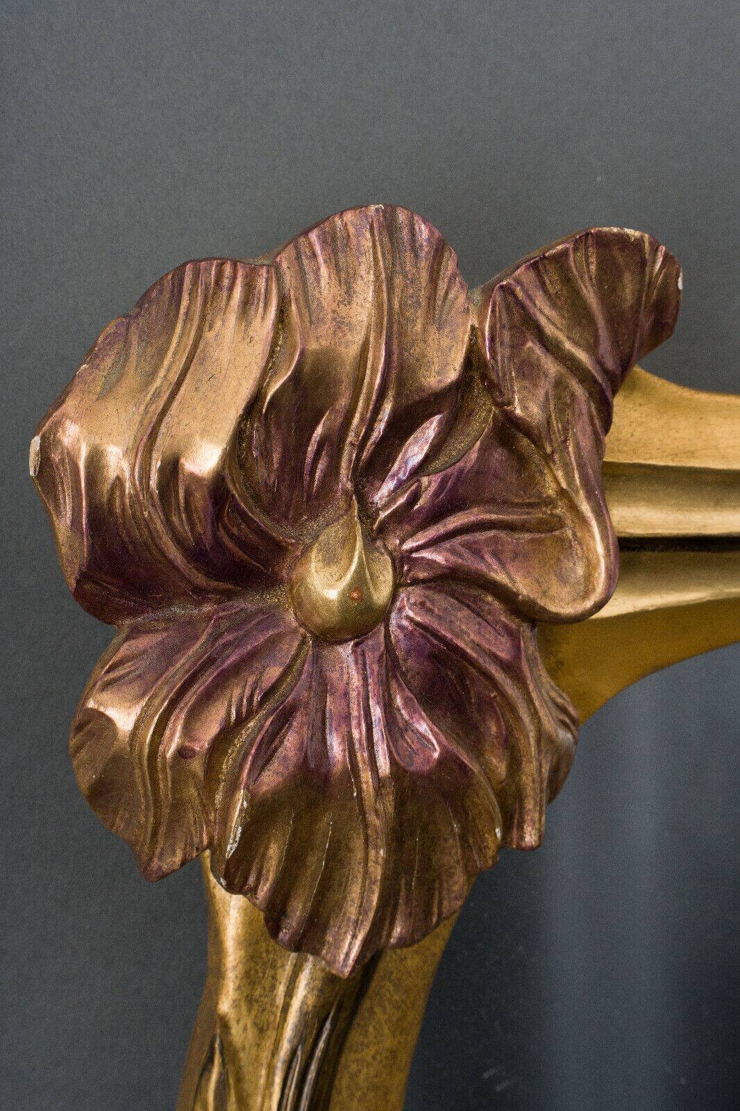 Mirror 1900 art nouveau noodle floral decor gilded wood