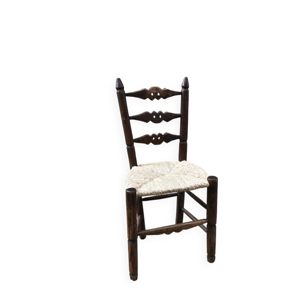 Chaise paillée brutaliste