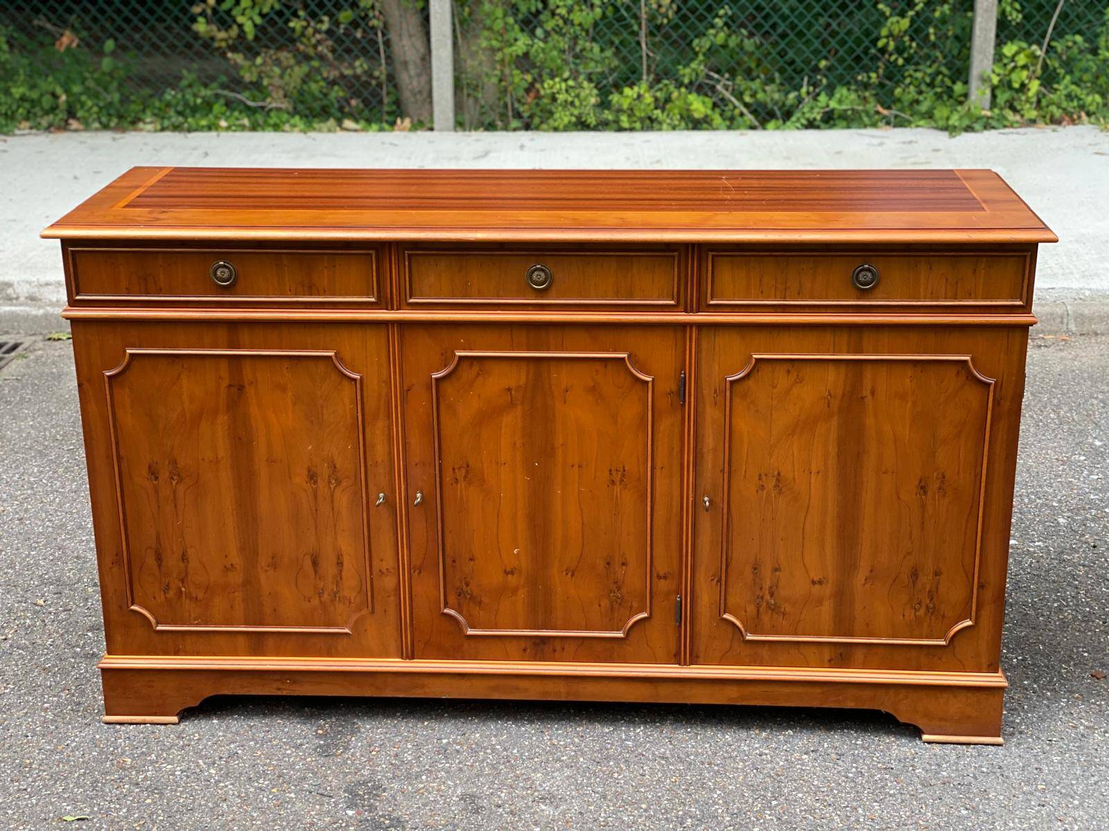 Large English solid wood library from the 19th century, 162cm.
