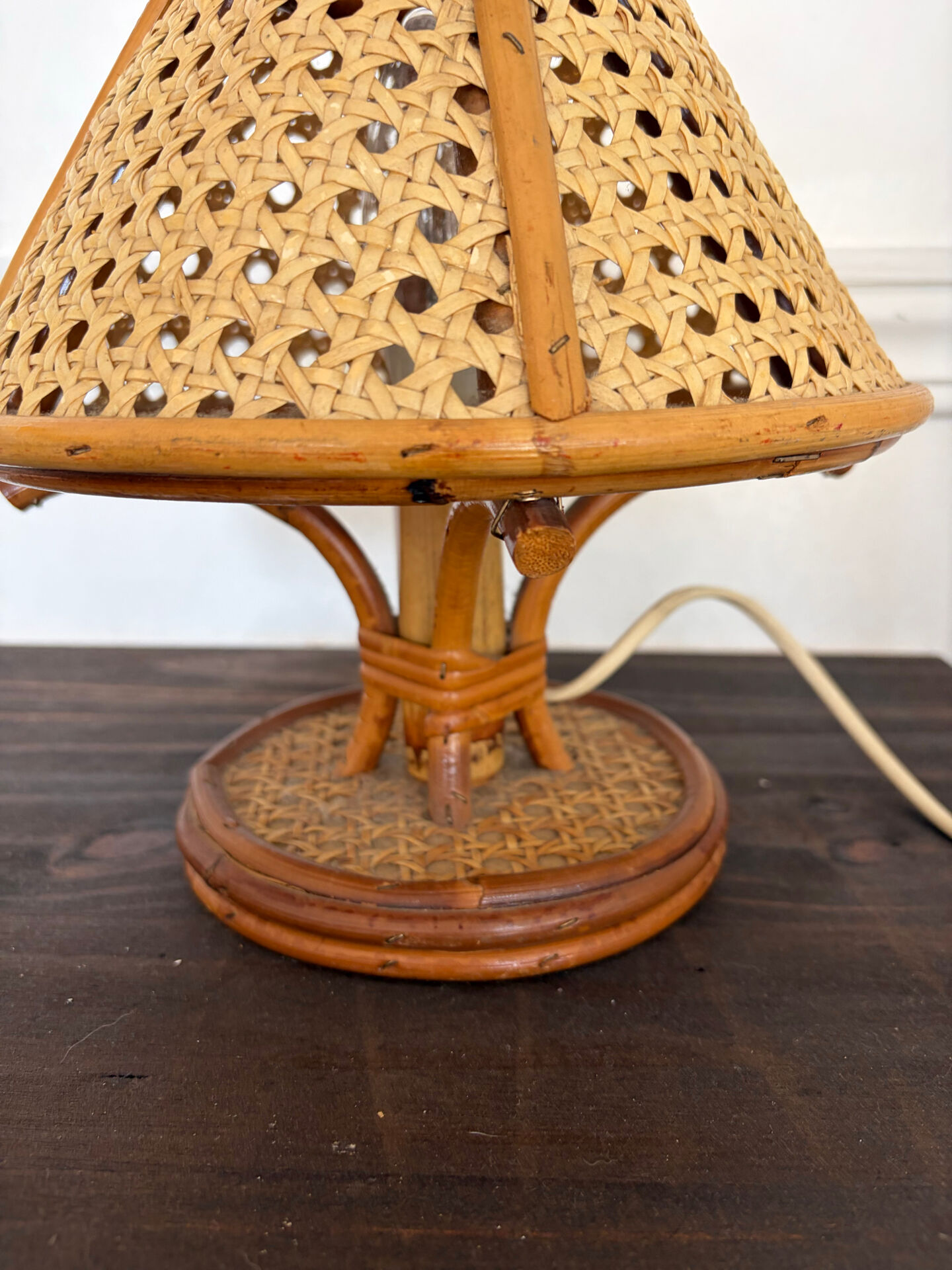 Vintage rattan caned lamp