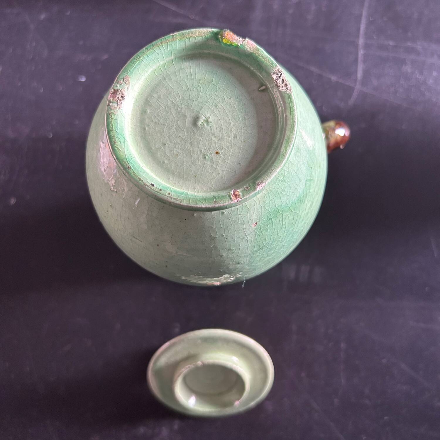 Art Deco Celadon Beaded Teapot