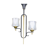 Mid-century black & brass pendant styled