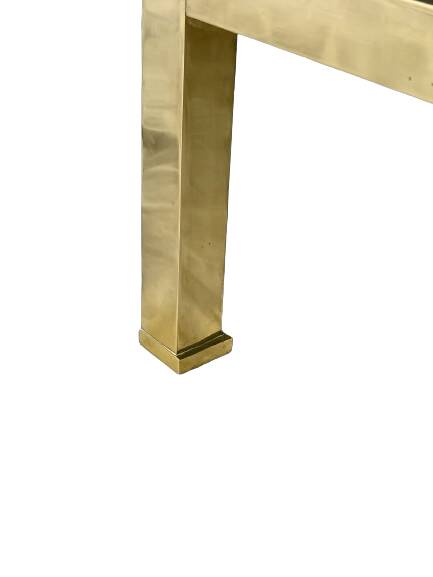 Table basse Guy Lefevre maison Jansen, laiton doré et travertin