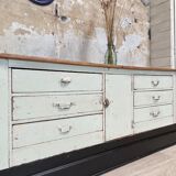Bank counter furniture in patinated wood, circa 1900