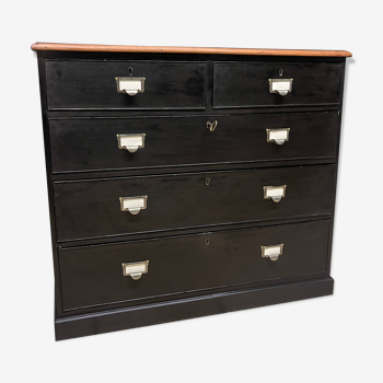 Commode 5 tiroirs en acajou noir 19 ème chiffonnier semainier  meuble métier