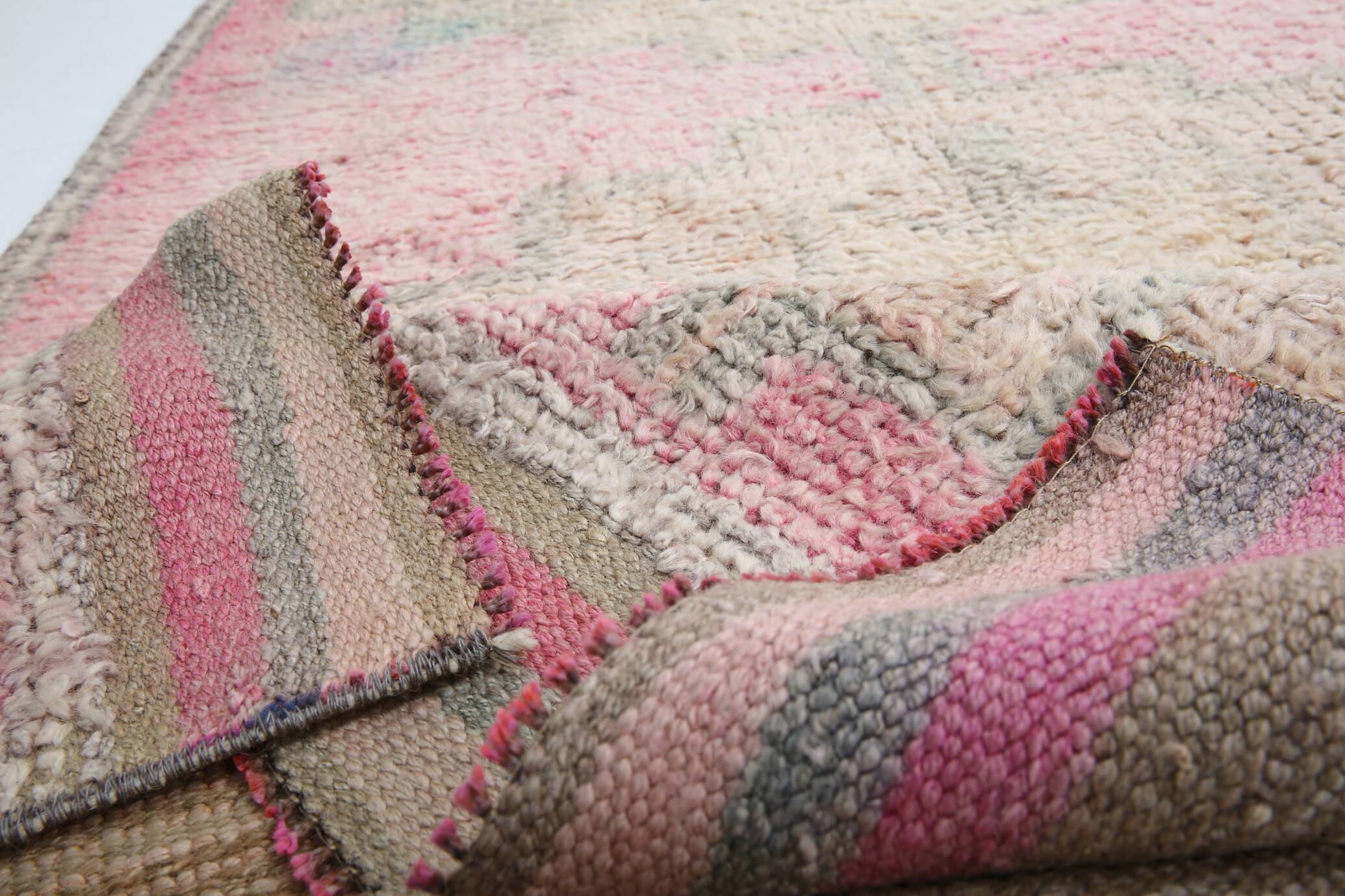 Tapis de couloir Oushak rose pâle
