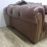 Mid-Century, Chesterfield sofa, natural leather