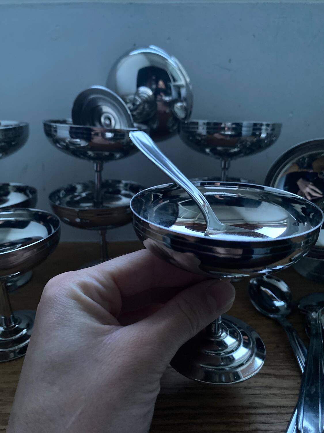 Ice cream cups and spoons