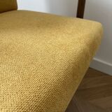 Vintage Club Mid-Century Modern Armchair: Yellow Fabric & Beech Wood Frame