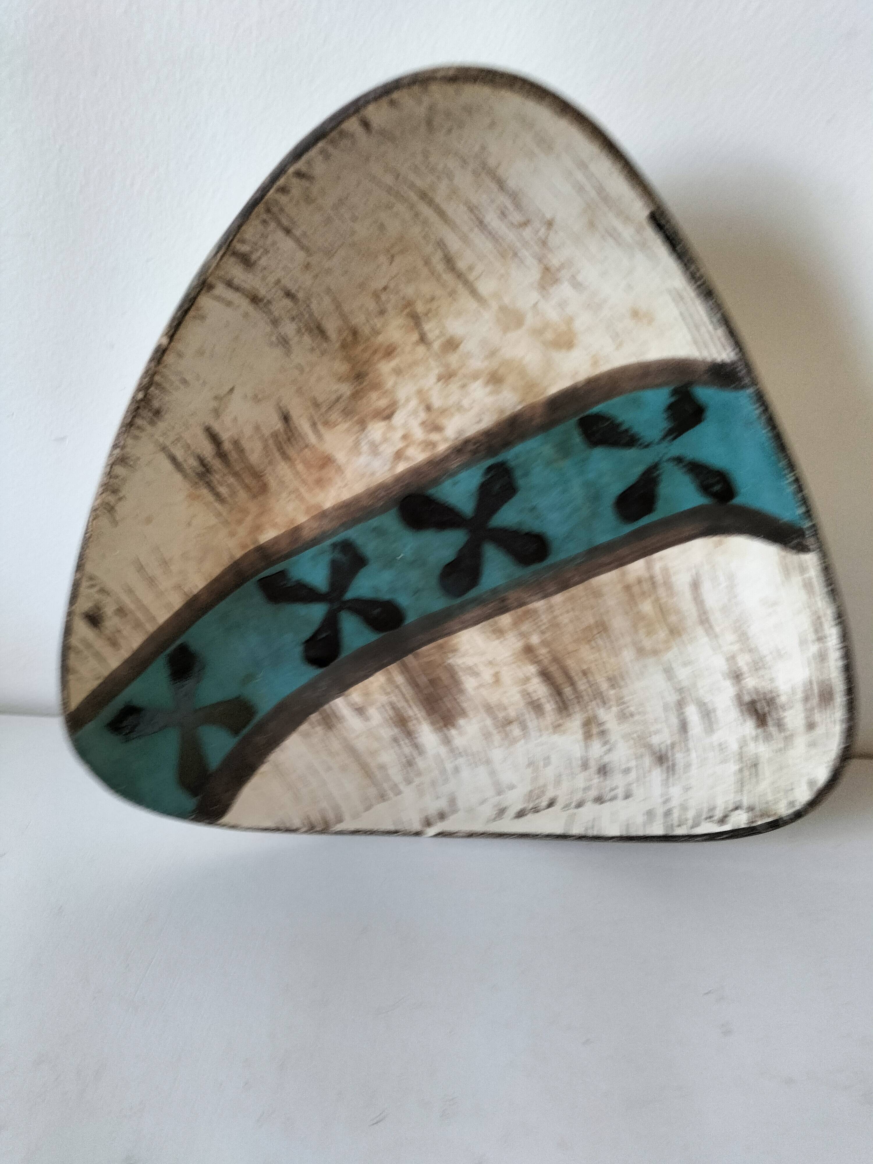 Vintage triangular ceramic bowl