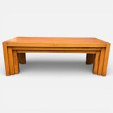 Vintage coffee table in solid elm from the 1970s.