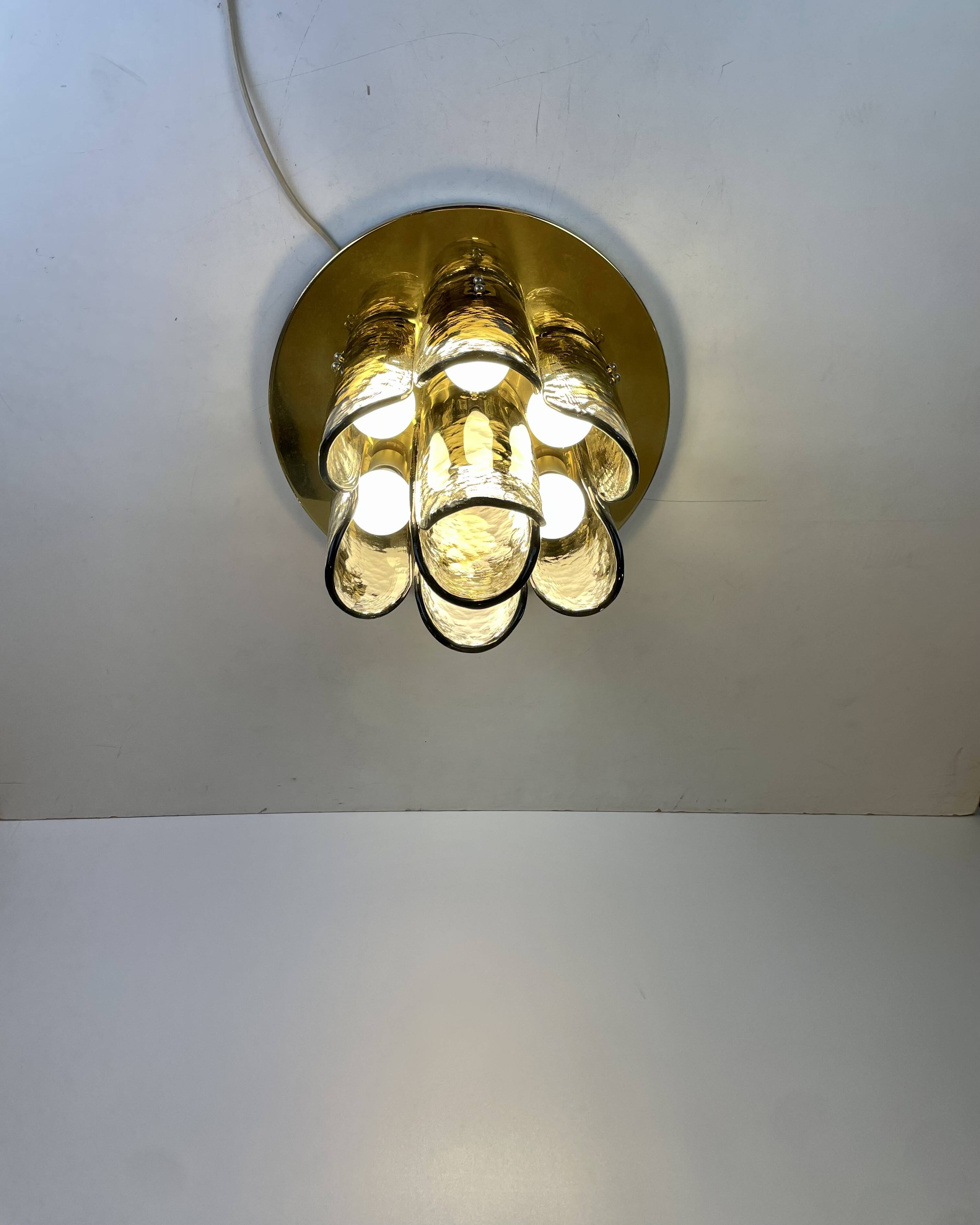 Murano & Brass Ceiling Lamp by J.T. Kalmar, Austria, 1960s