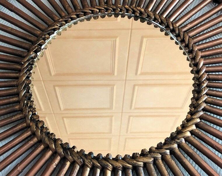 Rattan sun mirror - vintage 70