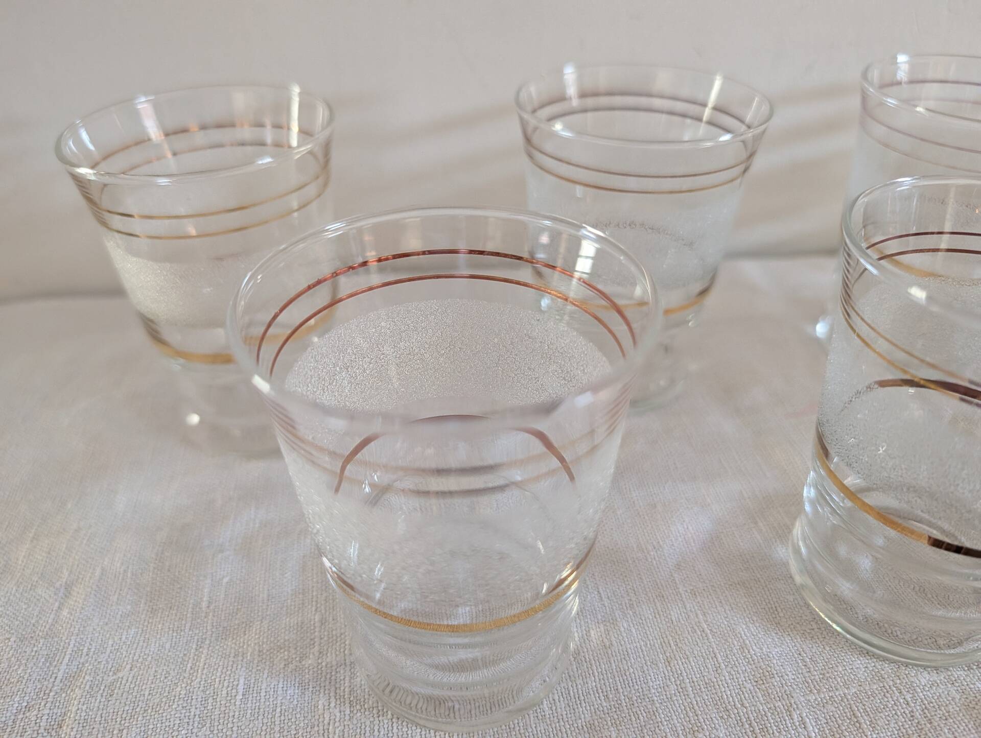 frosted glasses with golden trim, 1950s-60s