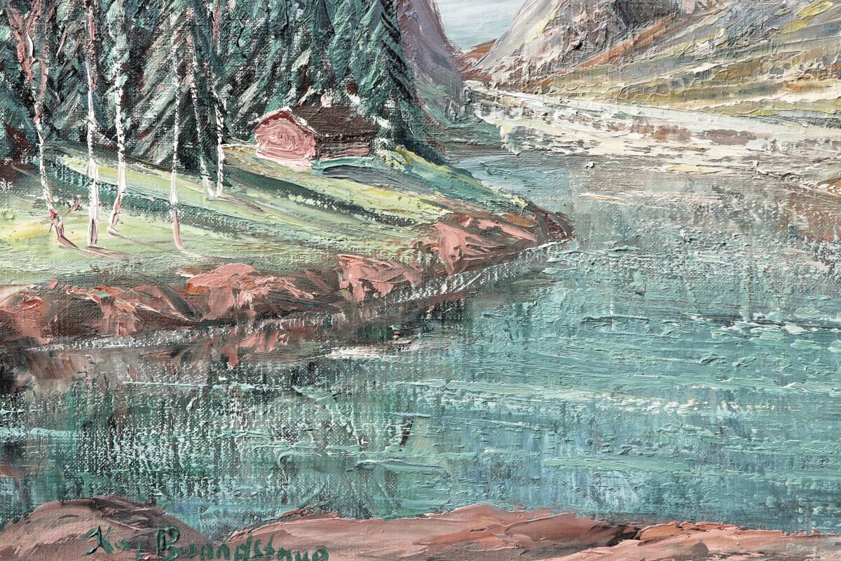 Oil on canvas, mountain landscape, signed Kaj Brandstrup.