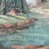 Oil on canvas, mountain landscape, signed Kaj Brandstrup.