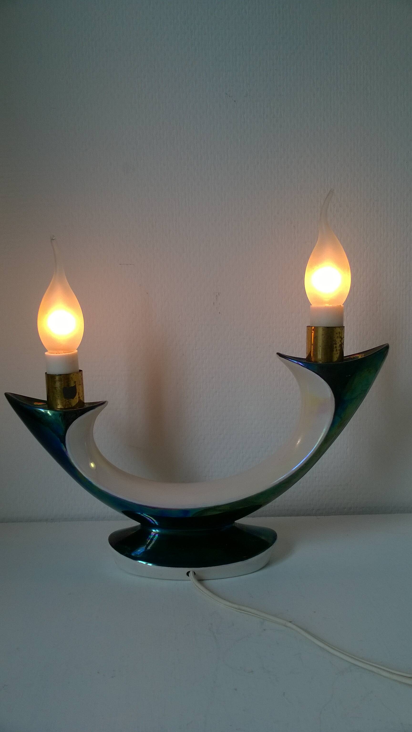 Iridescent ceramic lamp by Verceram France c.1960