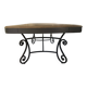 Large wooden and wrought iron dining table, 220 cm