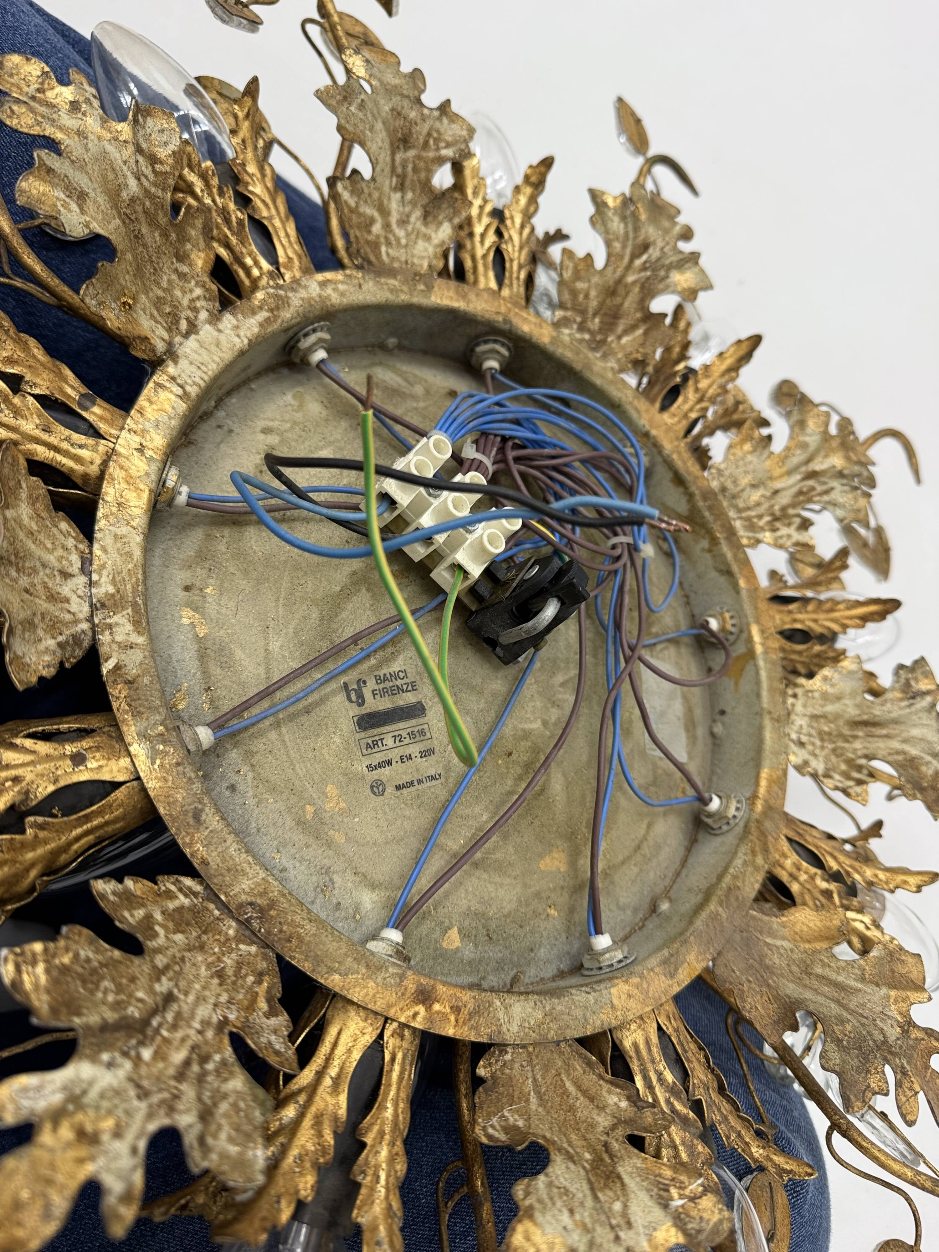 Gold-Plated Metal & Murano Crystal Flowers Flush Mount from Banci Firenze