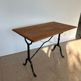 Oak bistro table and cast iron legs