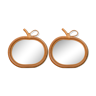 Pair of rattan mirrors decorated with vintage apple