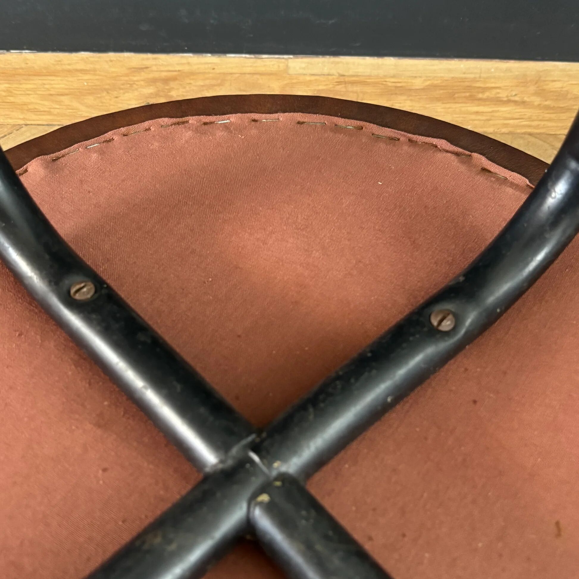 Vintage brown faux leather stool