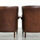 Set of 2 subtle sheepskin wingback armchairs in English style
