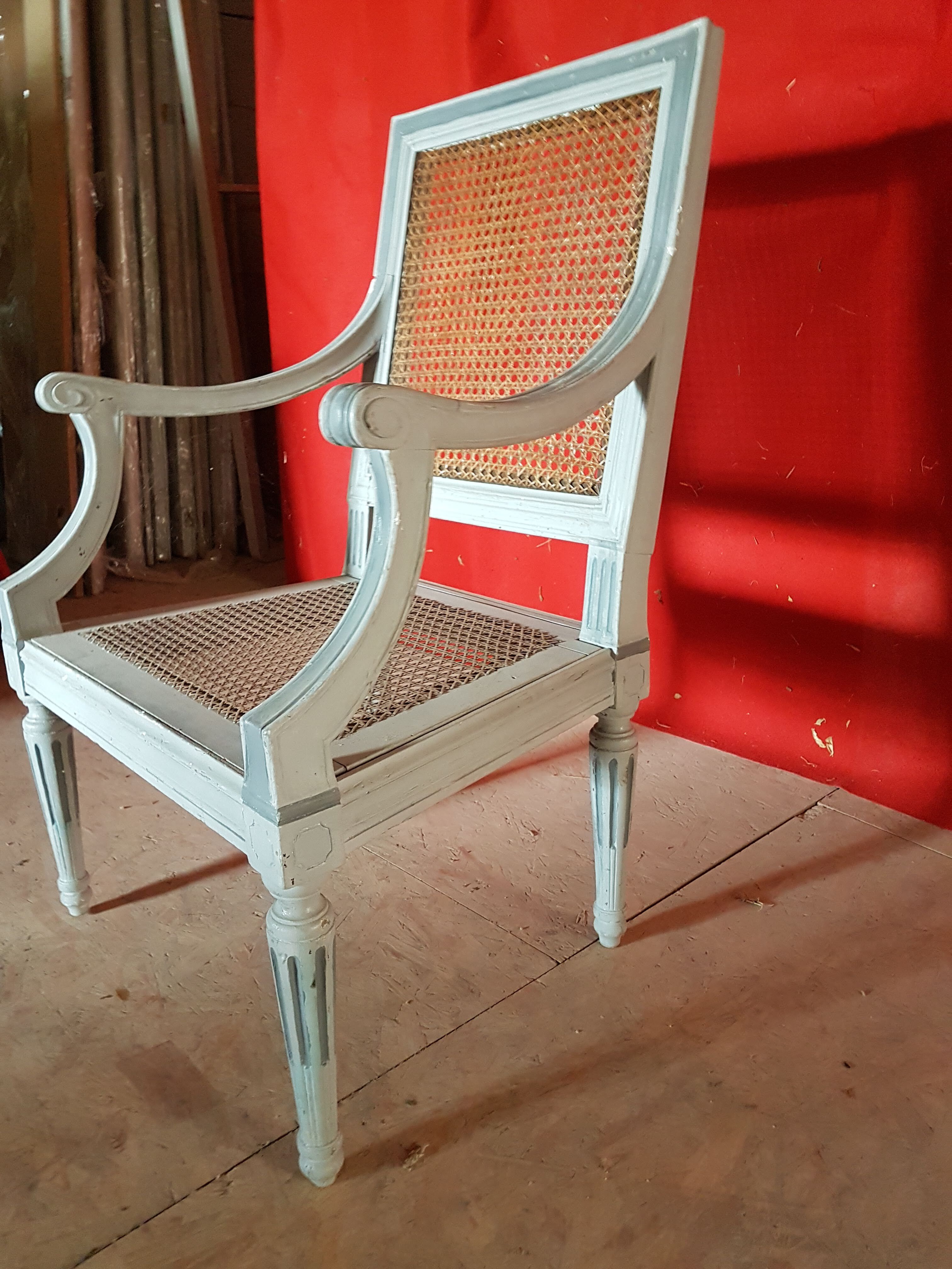 4 armchairs in Vienna straw and wood in Louis XVI style