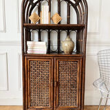 Vintage rattan and caning shelf bookcase