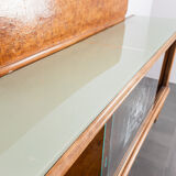 Heath wood buffet and 1950s vintage glass modern antiques