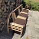Baumann bench with wooden frame and faux leather seat.