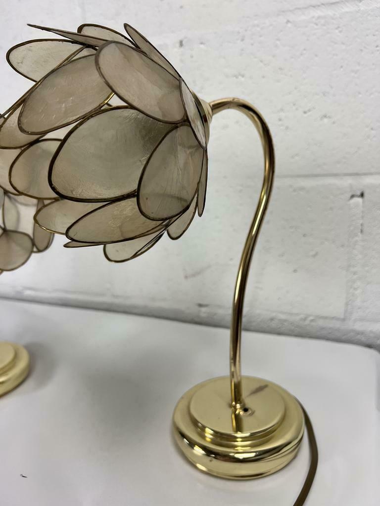 Set of 2 vintage flower lotus table lamps