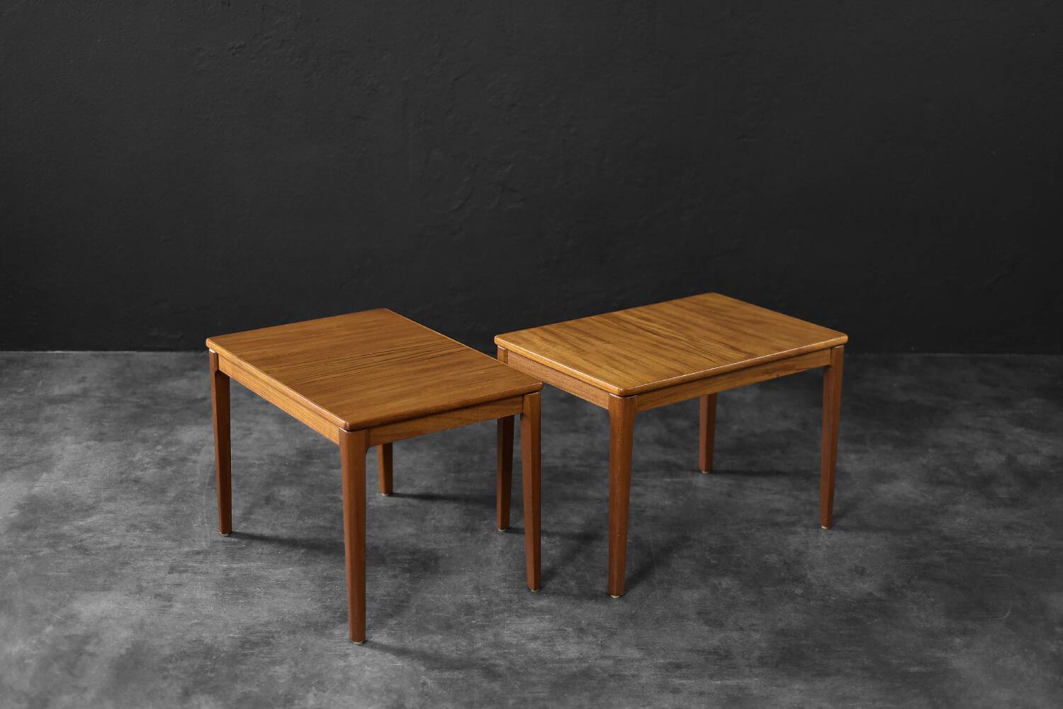Vintage Mid-Century Scandinavian Modern Brown Teak Side Tables