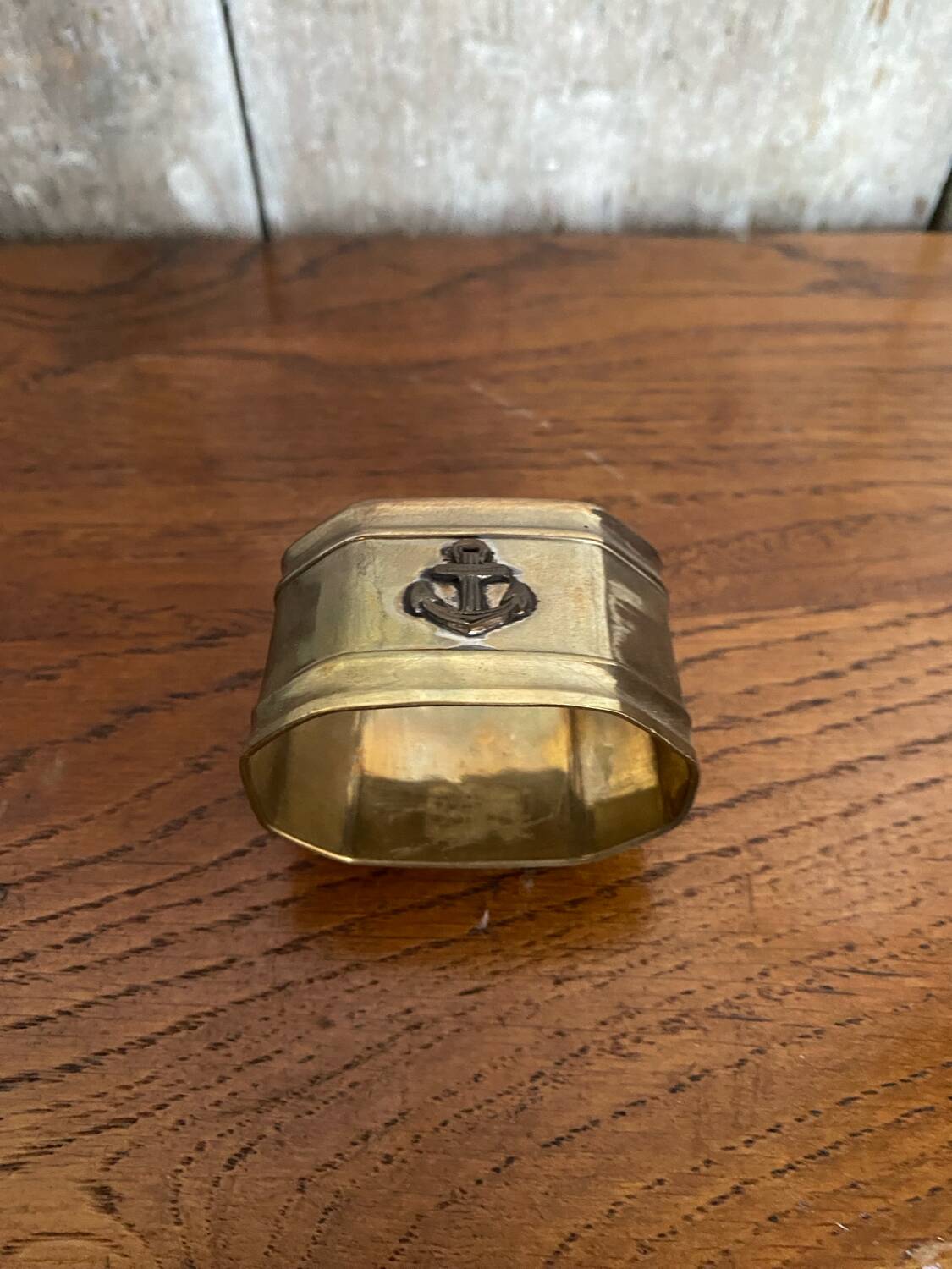 Antique Brass Napkin Ring + Vintage Marine Anchor #B668
