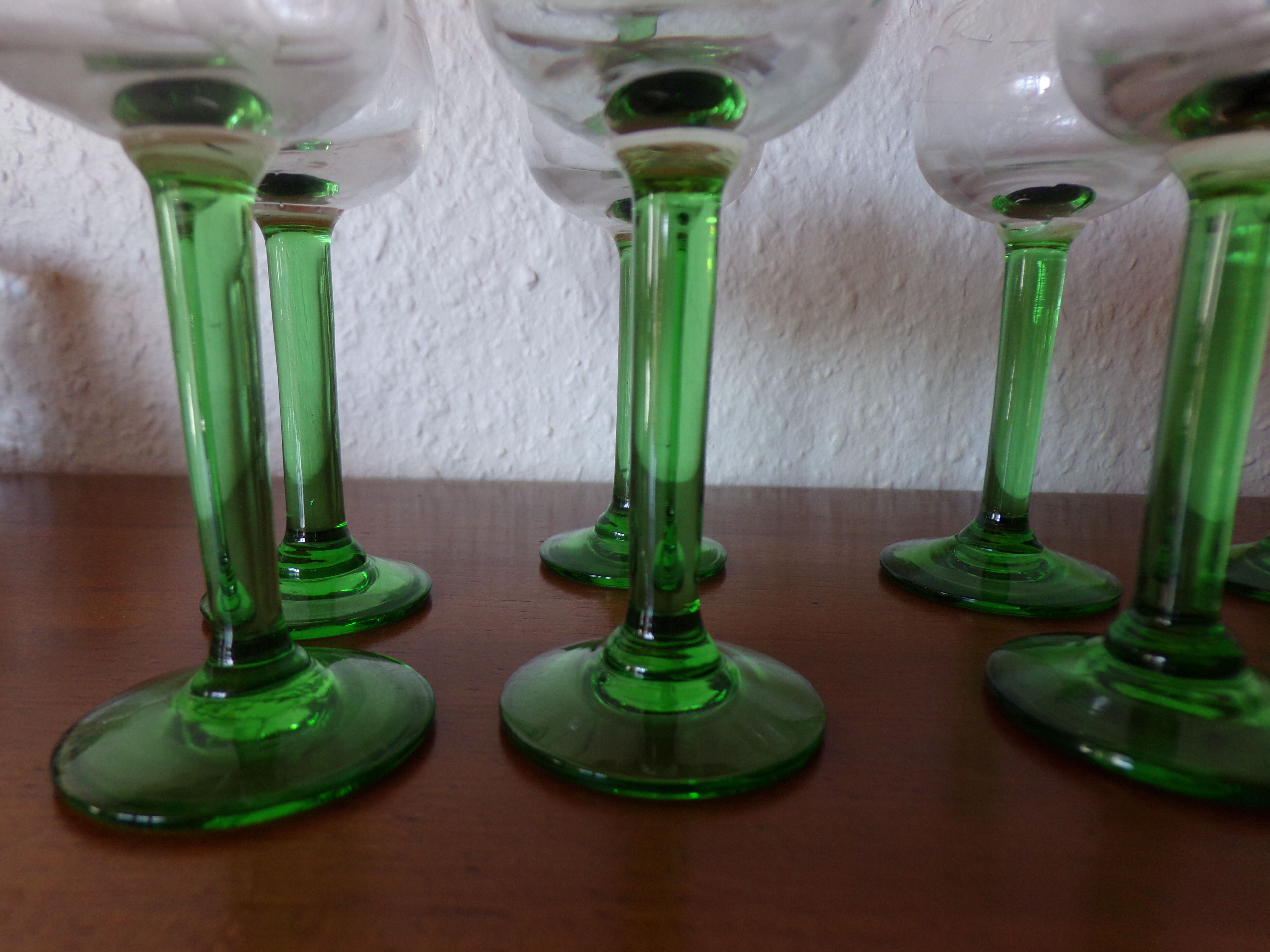 Crystal liqueur glass green foot grape pattern