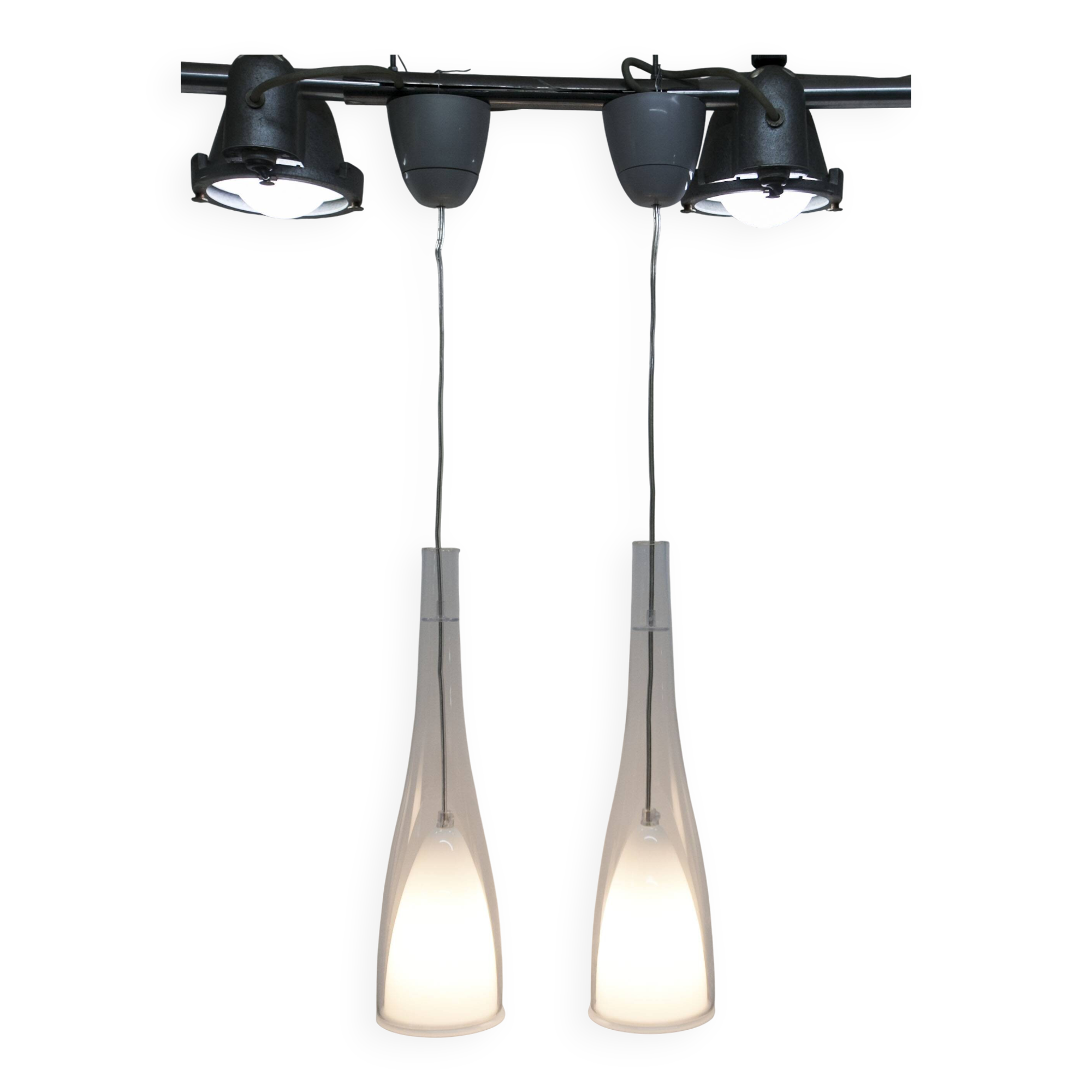 Pair of IKEA klockspel pendant lamps from 1980, cleaned and working