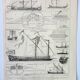 Old engraving 1898, Galley, boat, ship, sail • Original and vintage lithograph