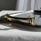 Silver-plated vintage tray with golden handles 29x45