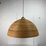 XL 71 cm Pencil Reed, Rattan, Bamboo and Brass Pendant Hanging Lamp, Italy