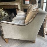 Beige velvet sofa