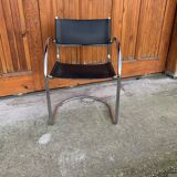 Set of 2 black chrome Bauhaus chairs in tubular steel - Italian design from the 1970s.