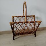Rattan magazine rack from the 1950s